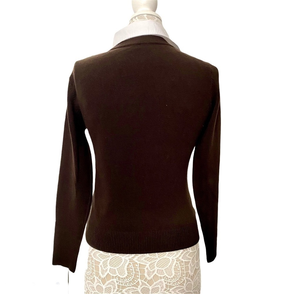 Adina Argyle front Brown sweater with white collar - Picture 5 of 9